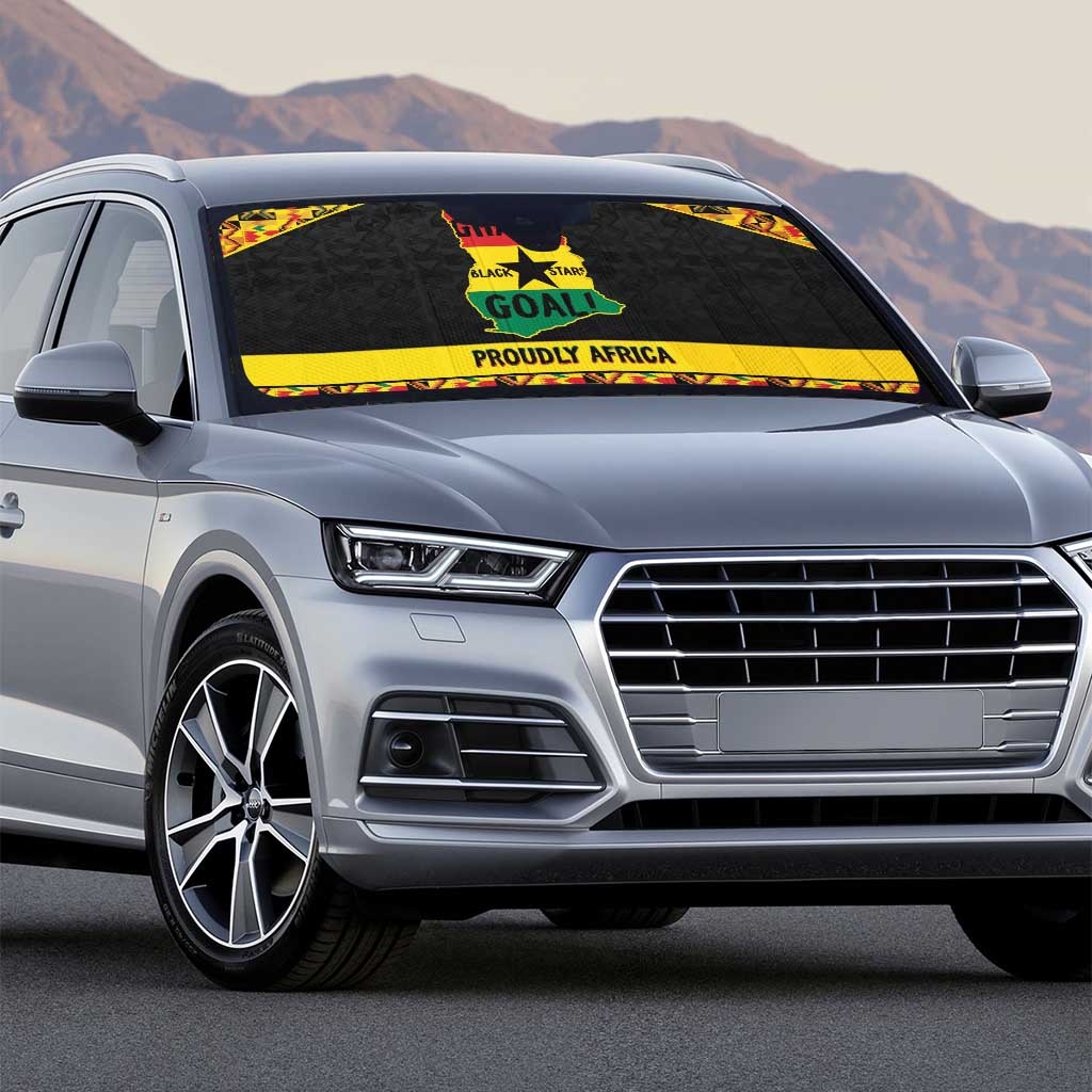 Afro Ghana Football Auto Sun Shade Black Stars Never Fall - Kente Pattern - African Pride