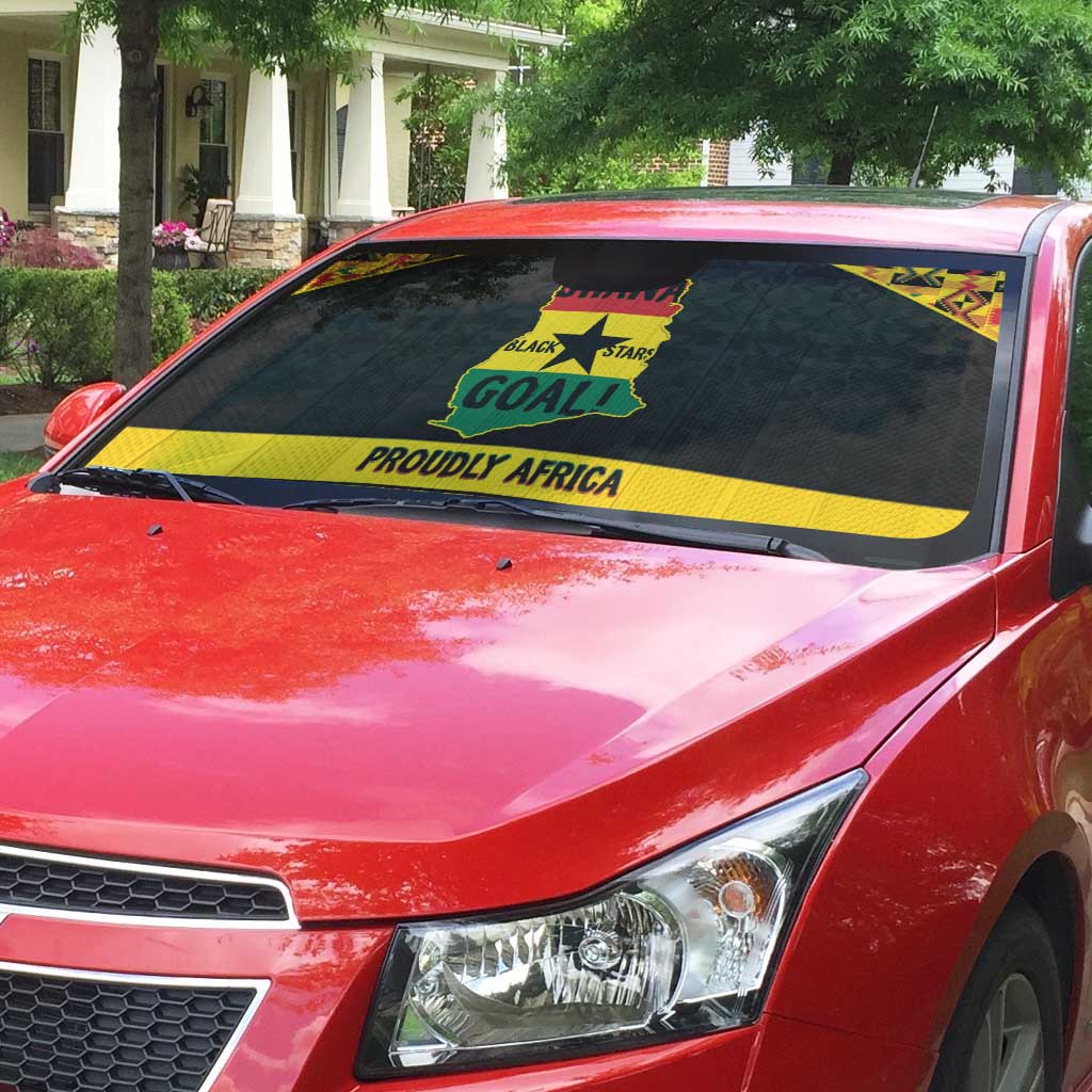 Afro Ghana Football Auto Sun Shade Black Stars Never Fall - Kente Pattern - African Pride