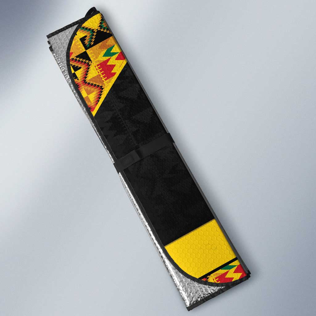 Afro Ghana Football Auto Sun Shade Black Stars Never Fall - Kente Pattern - African Pride