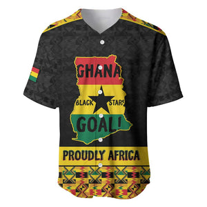 Personalized Afro Ghana Football Baseball Jersey Black Stars Never Fall - Kente Pattern LT15