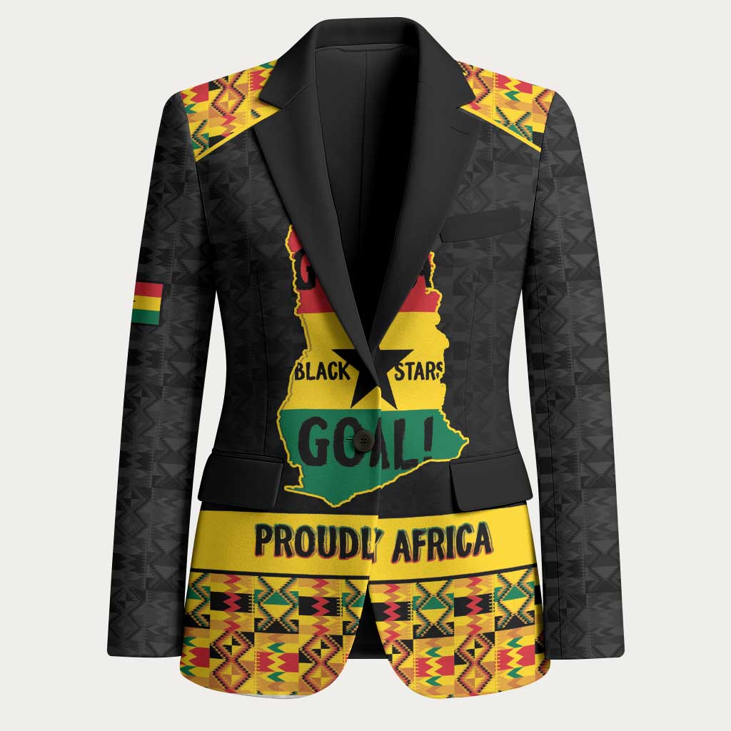 Personalized Afro Ghana Football Blazer Black Stars Never Fall - Kente Pattern - African Pride