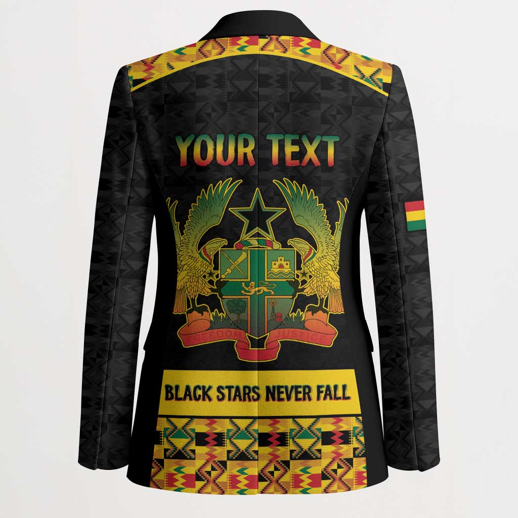 Personalized Afro Ghana Football Blazer Black Stars Never Fall - Kente Pattern - African Pride