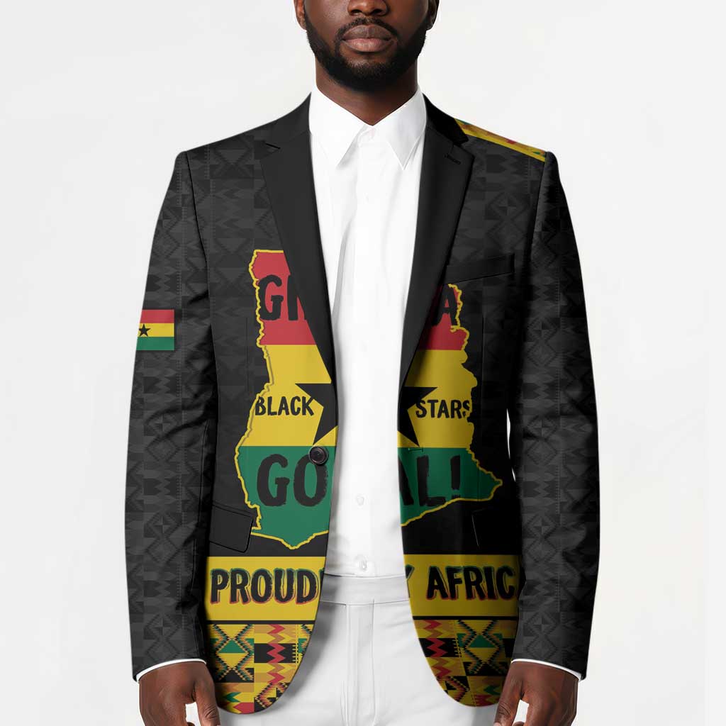 Personalized Afro Ghana Football Blazer Black Stars Never Fall - Kente Pattern - African Pride
