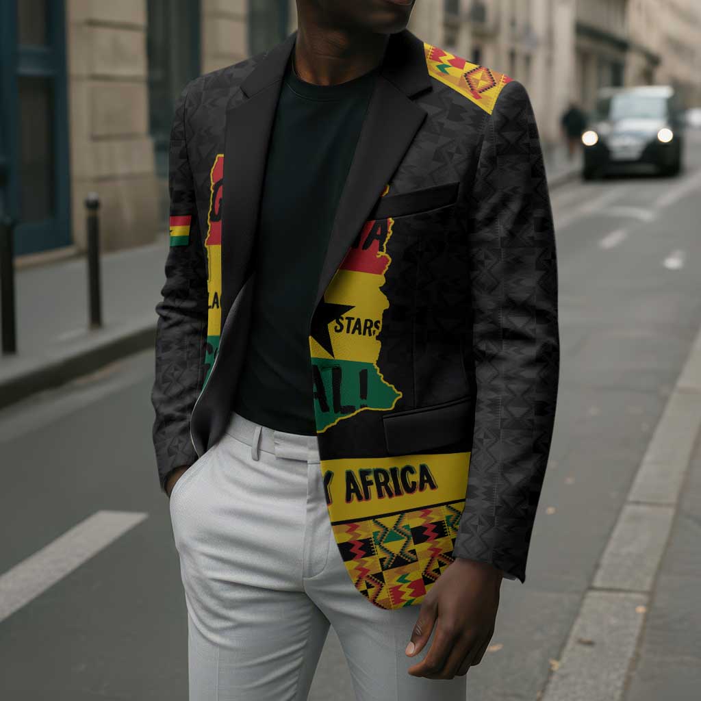 Personalized Afro Ghana Football Blazer Black Stars Never Fall - Kente Pattern - African Pride