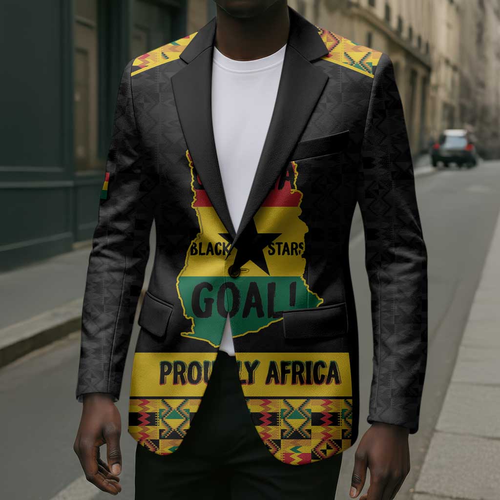 Personalized Afro Ghana Football Blazer Black Stars Never Fall - Kente Pattern - African Pride