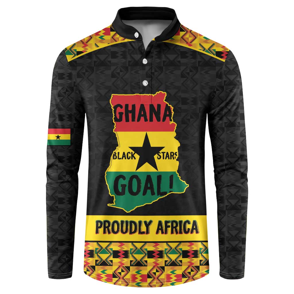 Personalized Afro Ghana Football Button Sweatshirt Black Stars Never Fall - Kente Pattern