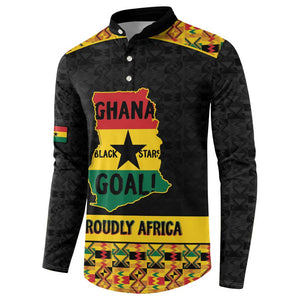 Personalized Afro Ghana Football Button Sweatshirt Black Stars Never Fall - Kente Pattern