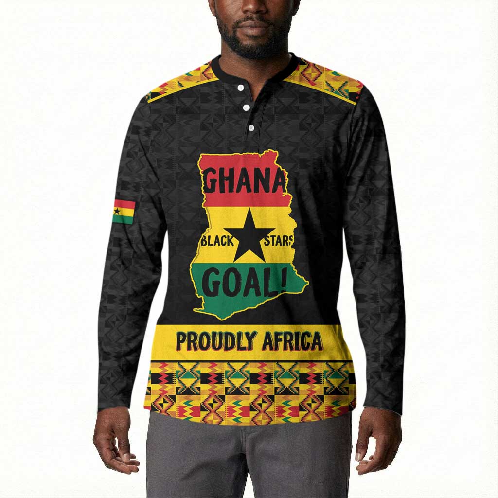 Personalized Afro Ghana Football Button Sweatshirt Black Stars Never Fall - Kente Pattern