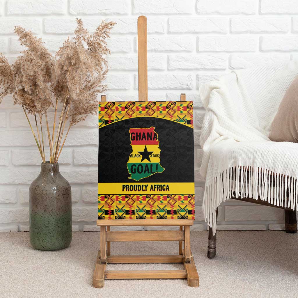 Afro Ghana Football Canvas Wall Art Black Stars Never Fall - Kente Pattern - African Pride