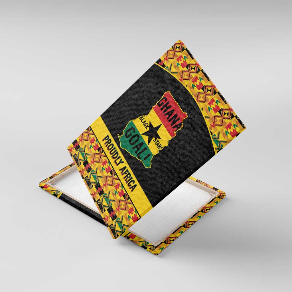 Afro Ghana Football Canvas Wall Art Black Stars Never Fall - Kente Pattern - African Pride