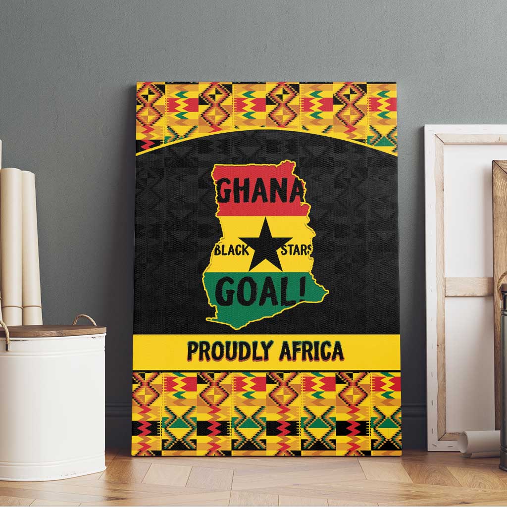 Afro Ghana Football Canvas Wall Art Black Stars Never Fall - Kente Pattern - African Pride
