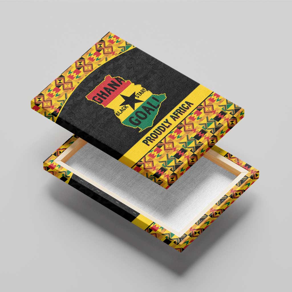 Afro Ghana Football Canvas Wall Art Black Stars Never Fall - Kente Pattern - African Pride