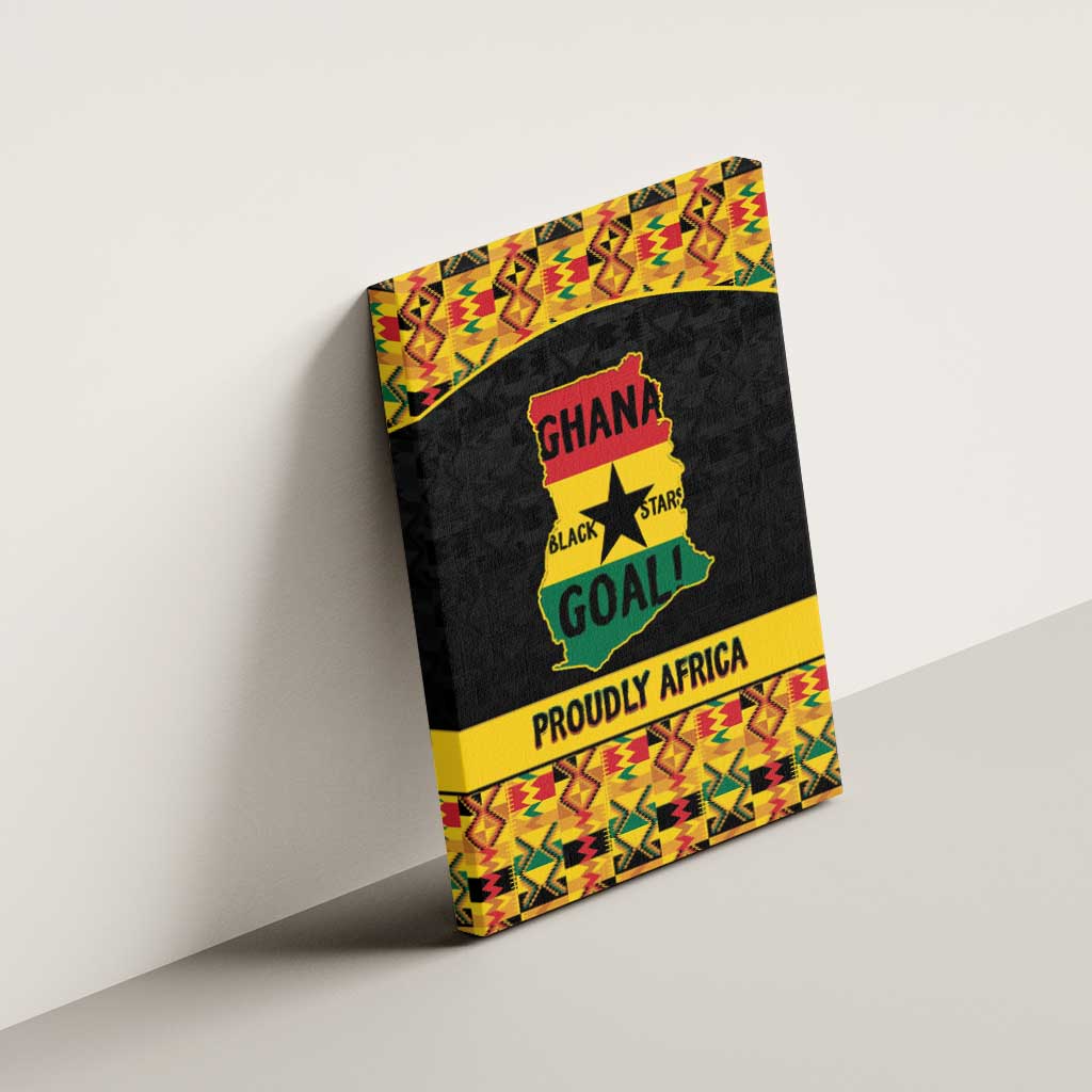 Afro Ghana Football Canvas Wall Art Black Stars Never Fall - Kente Pattern - African Pride