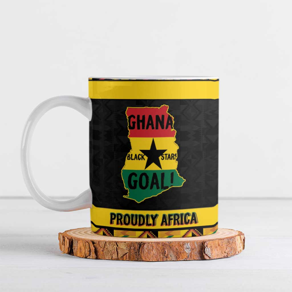 Personalized Afro Ghana Football Ceramic Mug Black Stars Never Fall - Kente Pattern - African Pride