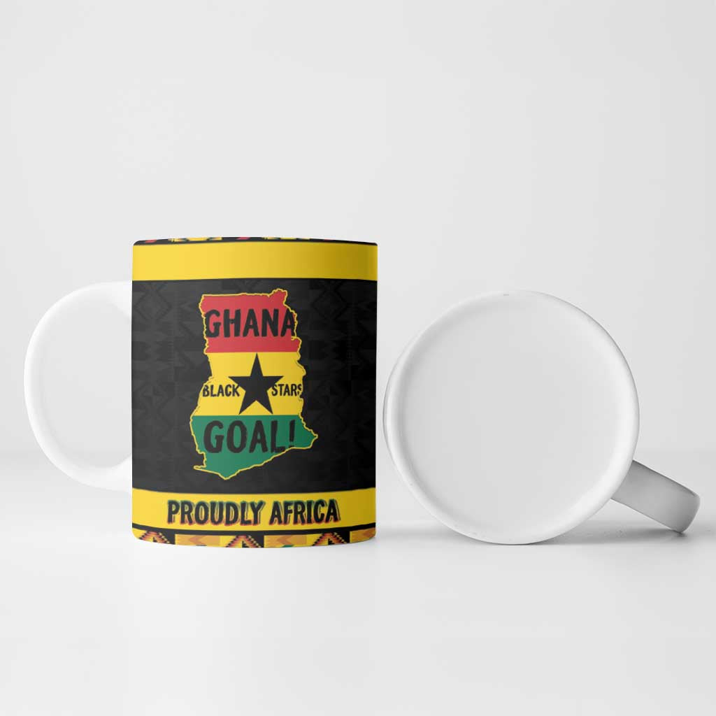 Personalized Afro Ghana Football Ceramic Mug Black Stars Never Fall - Kente Pattern - African Pride