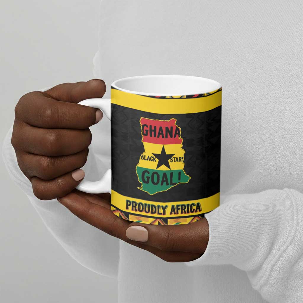 Personalized Afro Ghana Football Ceramic Mug Black Stars Never Fall - Kente Pattern - African Pride
