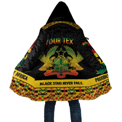 Personalized Afro Ghana Football Cloak Black Stars Never Fall - Kente Pattern - African Pride