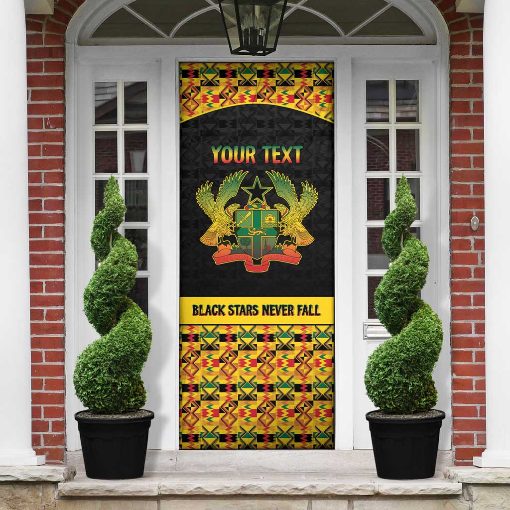 Personalized Afro Ghana Football Door Cover Black Stars Never Fall - Kente Pattern - African Pride
