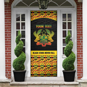 Personalized Afro Ghana Football Door Cover Black Stars Never Fall - Kente Pattern - African Pride