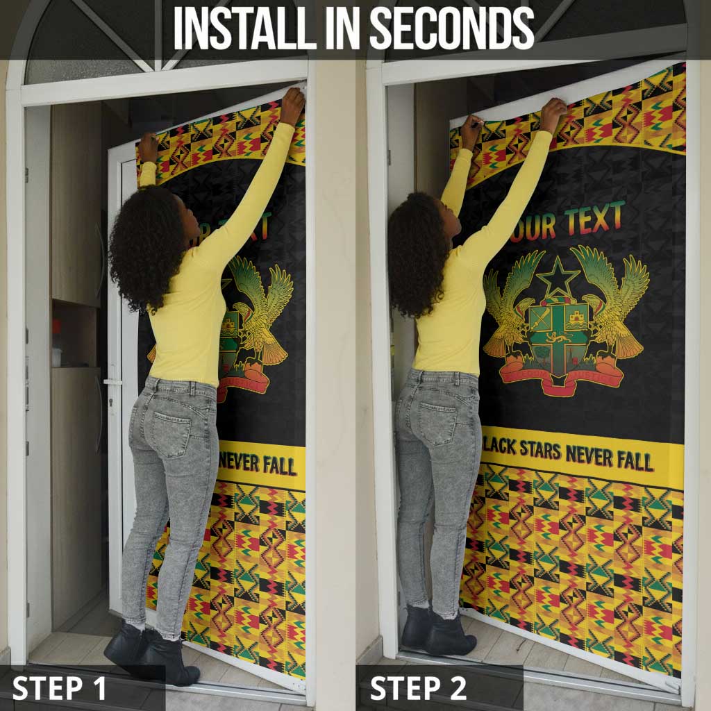 Personalized Afro Ghana Football Door Cover Black Stars Never Fall - Kente Pattern - African Pride