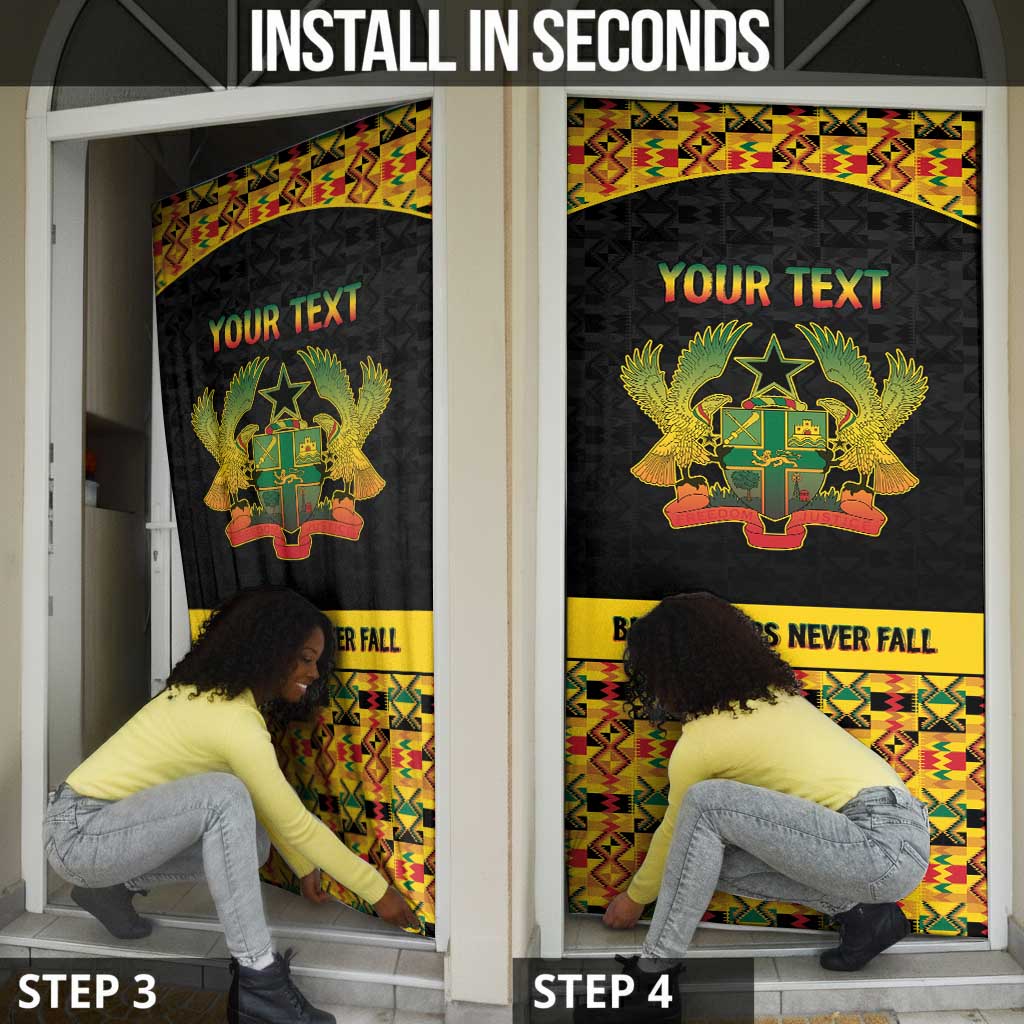 Personalized Afro Ghana Football Door Cover Black Stars Never Fall - Kente Pattern - African Pride