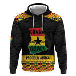 Personalized Afro Ghana Football Hoodie Black Stars Never Fall - Kente Pattern - African Pride