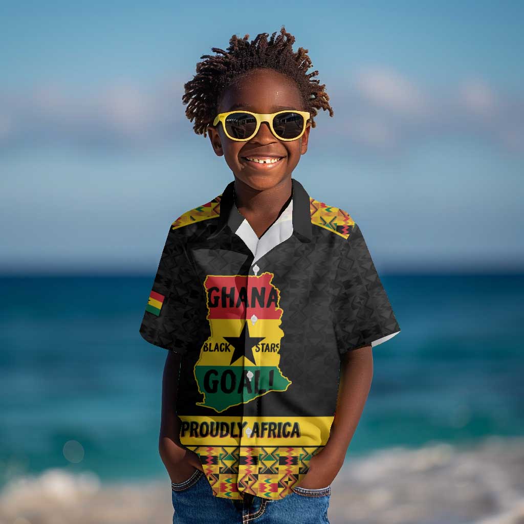 Personalized Afro Ghana Football Kid Hawaiian Shirt Black Stars Never Fall - Kente Pattern LT15