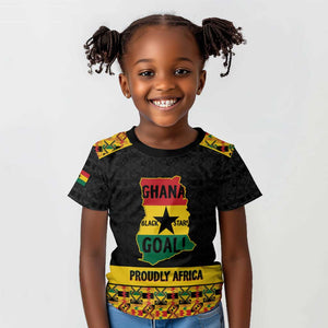 Personalized Afro Ghana Football Kid T shirt Black Stars Never Fall - Kente Pattern LT15
