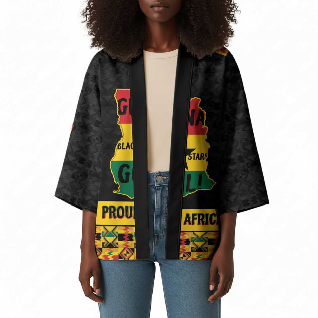 Personalized Afro Ghana Football Kimono Black Stars Never Fall - Kente Pattern - African Pride