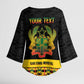 Personalized Afro Ghana Football Kimono Sleeve Blouse Black Stars Never Fall - Kente Pattern - African Pride
