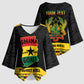 Personalized Afro Ghana Football Kimono Sleeve Blouse Black Stars Never Fall - Kente Pattern - African Pride