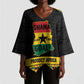 Personalized Afro Ghana Football Kimono Sleeve Blouse Black Stars Never Fall - Kente Pattern - African Pride
