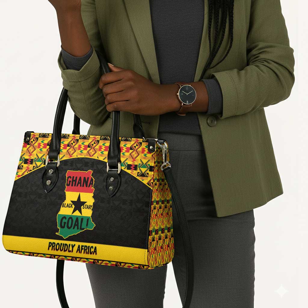 Afro Ghana Football Leather Bag Black Stars Never Fall - Kente Pattern - African Pride