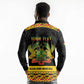 Personalized Afro Ghana Football Long Sleeve Polo Shirt Black Stars Never Fall - Kente Pattern - African Pride