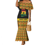 Personalized Afro Ghana Football Mermaid Dress Black Stars Never Fall - Kente Pattern LT15