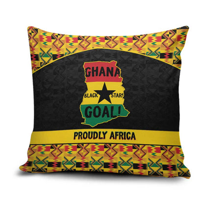 Afro Ghana Football Pillow Cover Black Stars Never Fall - Kente Pattern - African Pride