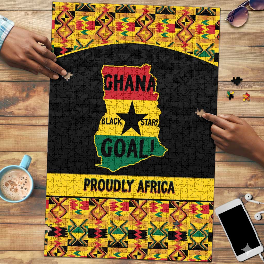 Afro Ghana Football Puzzle Black Stars Never Fall - Kente Pattern - African Pride