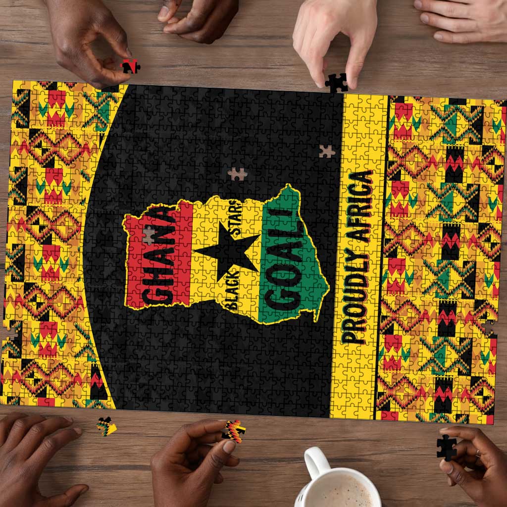 Afro Ghana Football Puzzle Black Stars Never Fall - Kente Pattern - African Pride