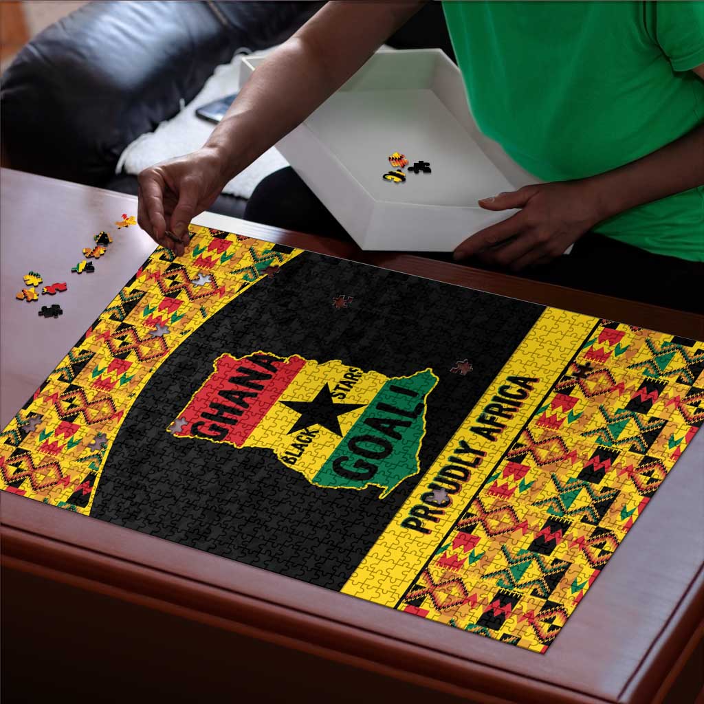 Afro Ghana Football Puzzle Black Stars Never Fall - Kente Pattern - African Pride