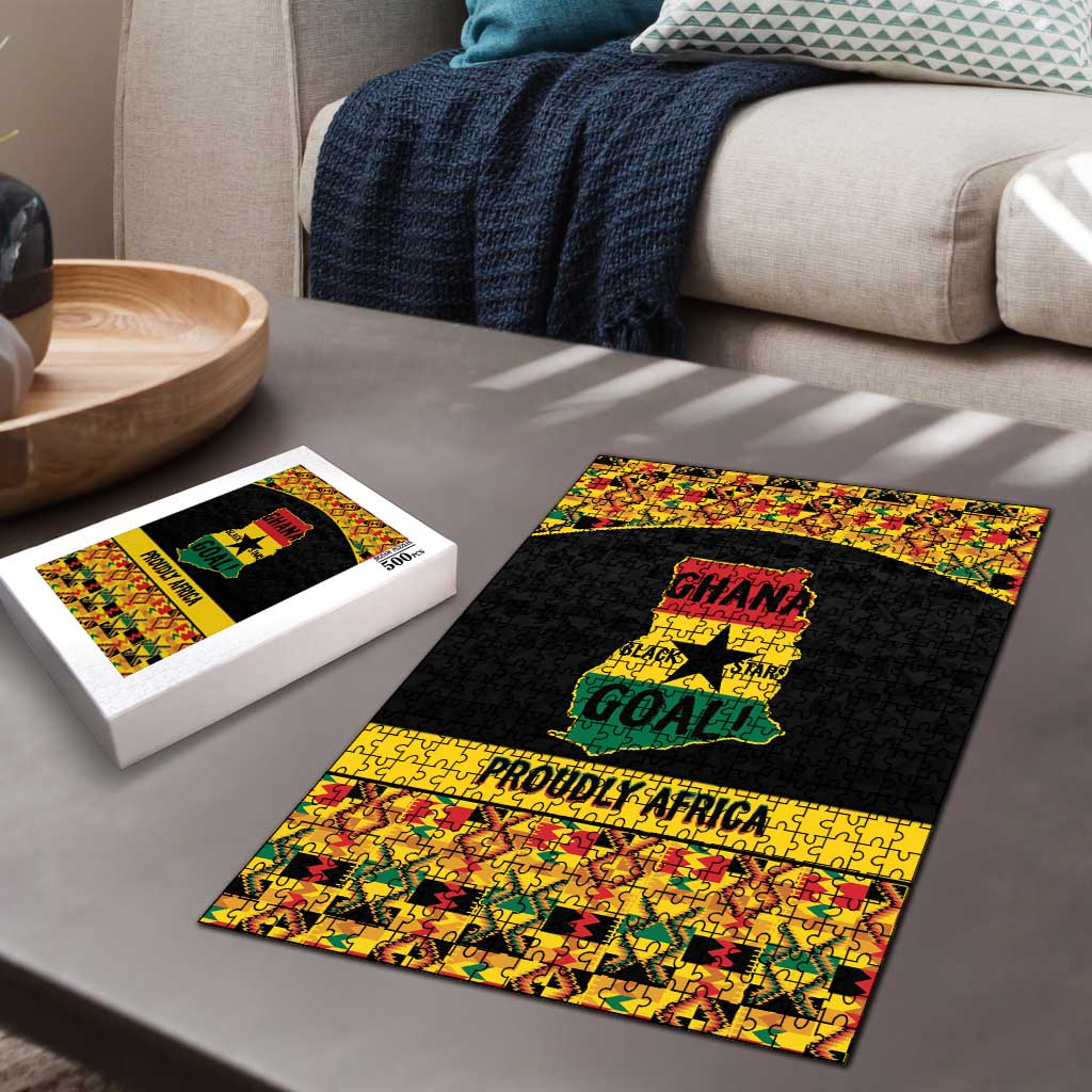 Afro Ghana Football Puzzle Black Stars Never Fall - Kente Pattern - African Pride