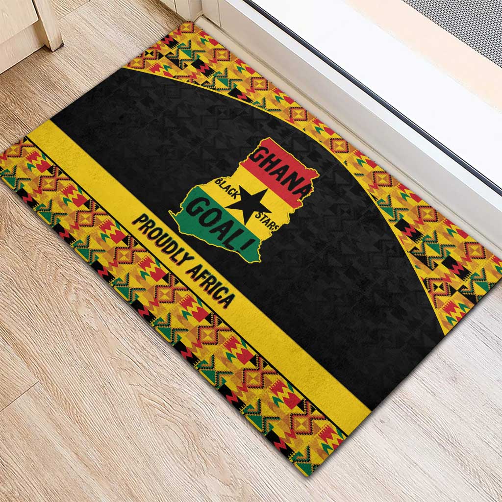 Afro Ghana Football Rubber Doormat Black Stars Never Fall - Kente Pattern - African Pride