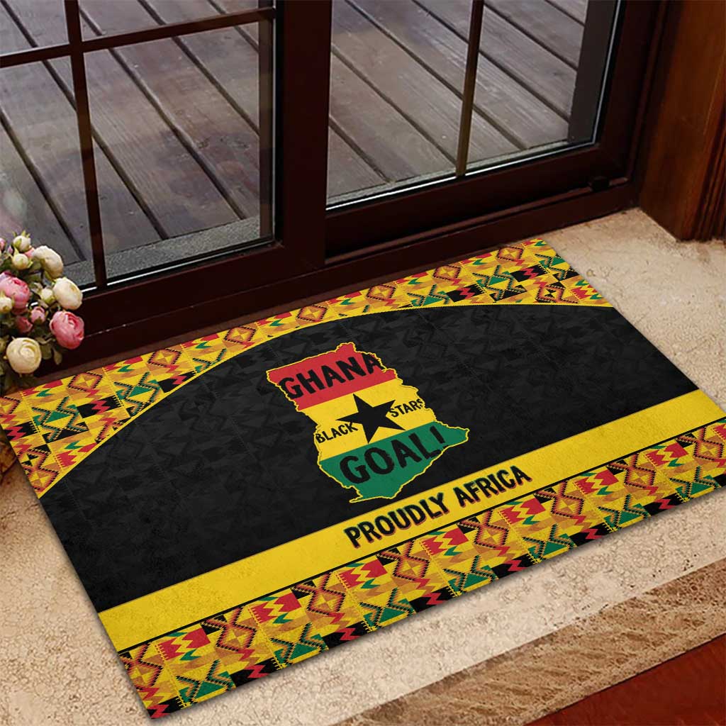 Afro Ghana Football Rubber Doormat Black Stars Never Fall - Kente Pattern - African Pride