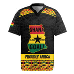 Personalized Afro Ghana Football Rugby Jersey Black Stars Never Fall - Kente Pattern LT15