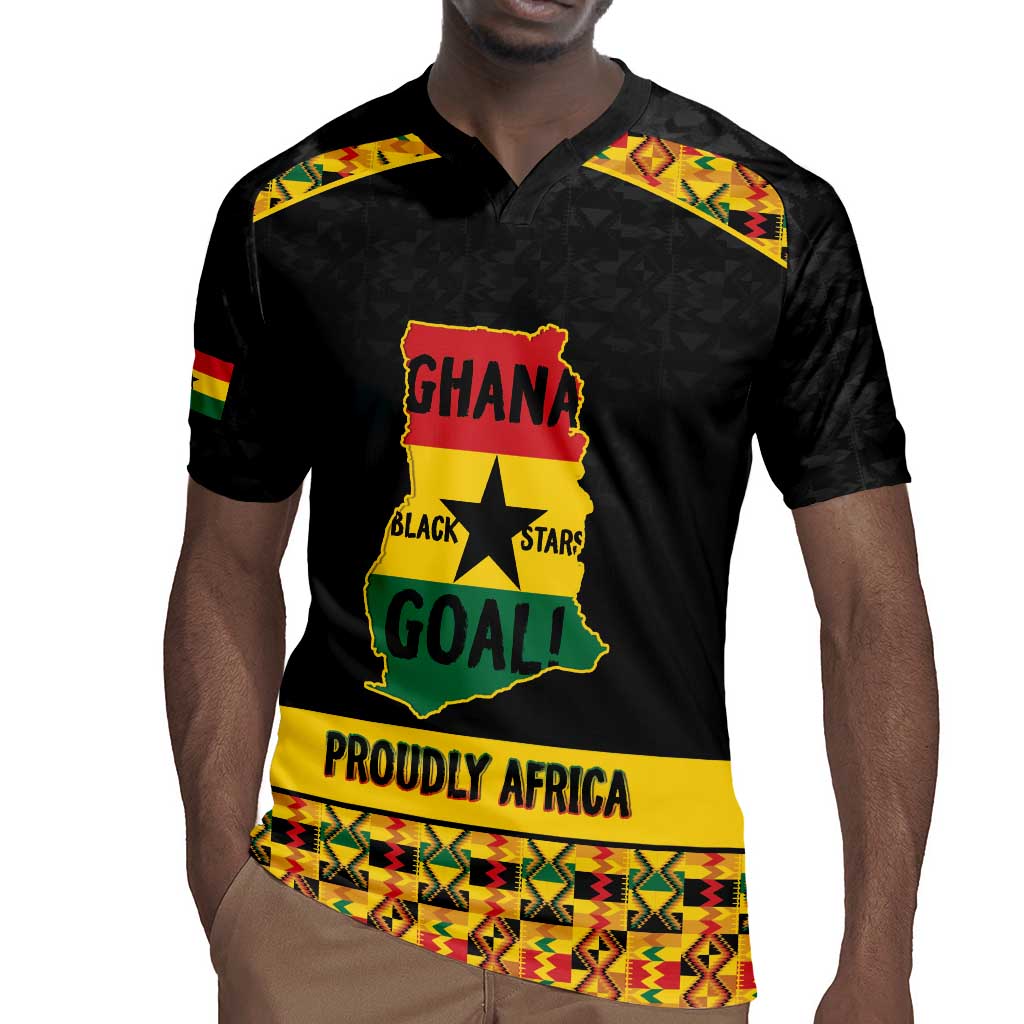 Personalized Afro Ghana Football Rugby Jersey Black Stars Never Fall - Kente Pattern LT15