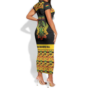 Personalized Afro Ghana Football Short Sleeve Bodycon Dress Black Stars Never Fall - Kente Pattern LT15