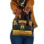 Afro Ghana Football Shoulder Handbag Black Stars Never Fall - Kente Pattern - African Pride