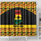 Afro Ghana Football Shower Curtain Black Stars Never Fall - Kente Pattern - African Pride