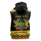 Personalized Afro Ghana Football Sleeveless Zip Hoodie Black Stars Never Fall - Kente Pattern - African Pride