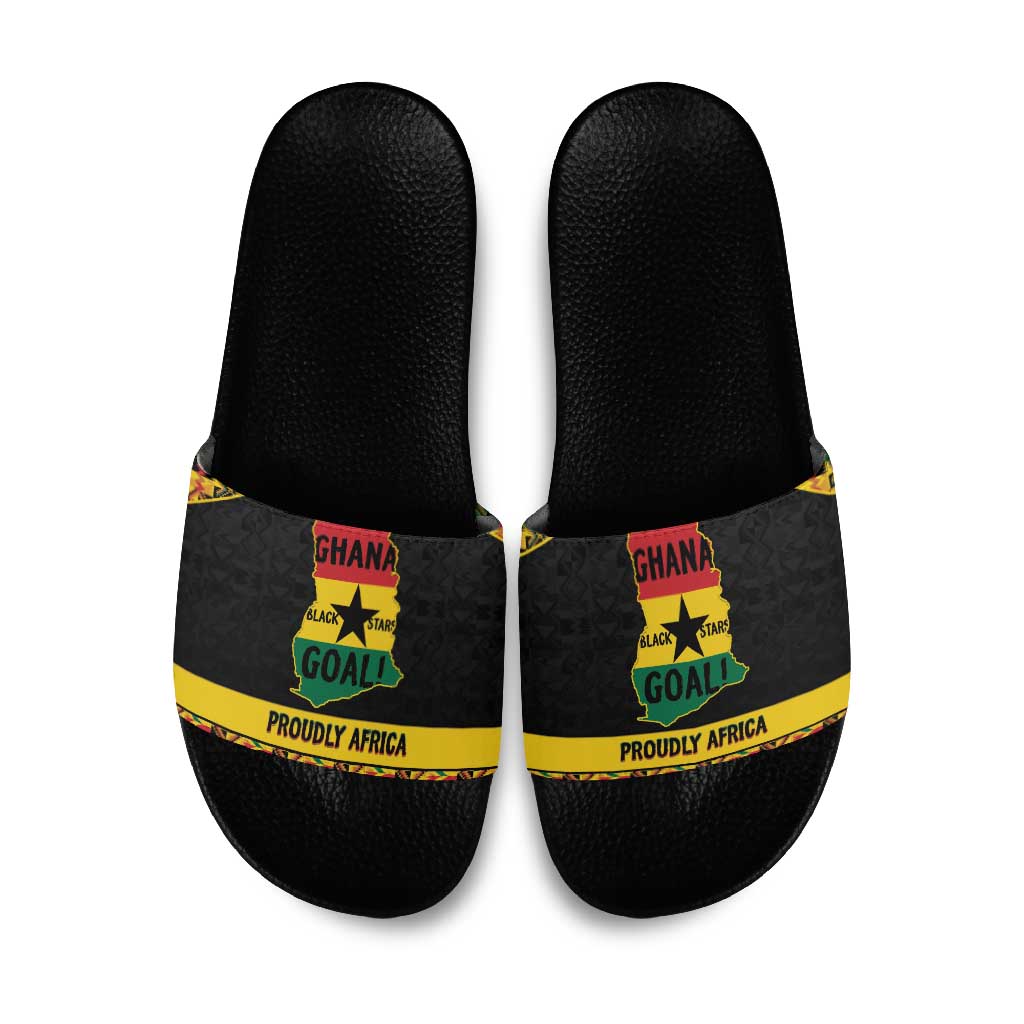 Afro Ghana Football Slide Sandals Black Stars Never Fall - Kente Pattern - African Pride