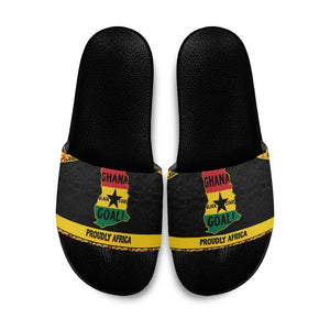 Afro Ghana Football Slide Sandals Black Stars Never Fall - Kente Pattern - African Pride